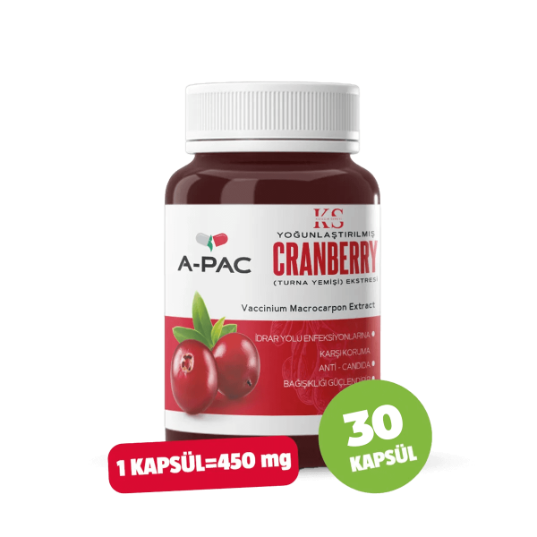 A-PAC Cranberry Turna Yemişi Kızılcık Ekstresi Vitamin C 450 ml 30 Kapsül