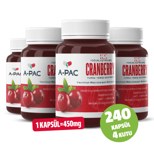 A-PAC Cranberry Turna Yemişi Kızılcık Ekstresi Vitamin C 450 ml 240 Kapsül