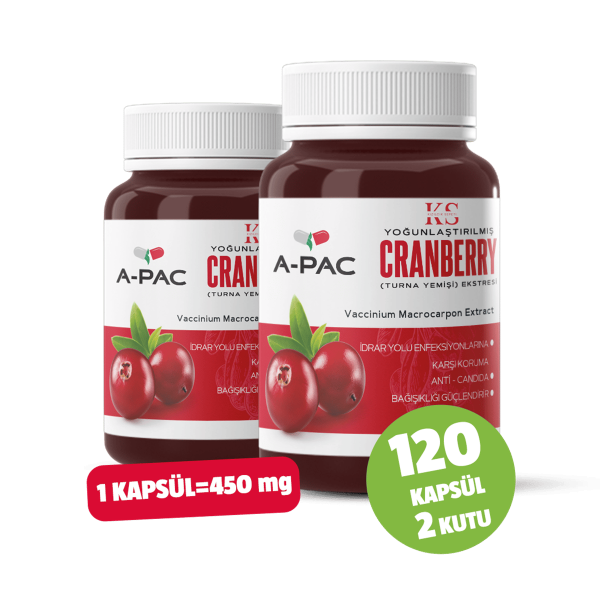 A-PAC Cranberry Turna Yemişi Kızılcık Ekstresi Vitamin C 450 ml 120 Kapsül