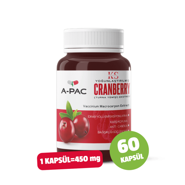 A-PAC Cranberry Turna Yemişi Kızılcık Ekstresi Vitamin C 450 ml 60 Kapsül